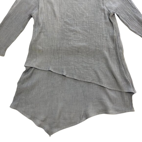 3/$25 ❥ Asymmetrical Lightweight Cut-out 3/4 Sleeves Blue Tunic Top Small - Picture 6 of 12